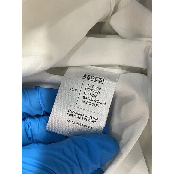 NWOT aspesi white off the shoulder 3/4 Sleeve Cotton Poplin 42 US 10 - Picture 4 of 5